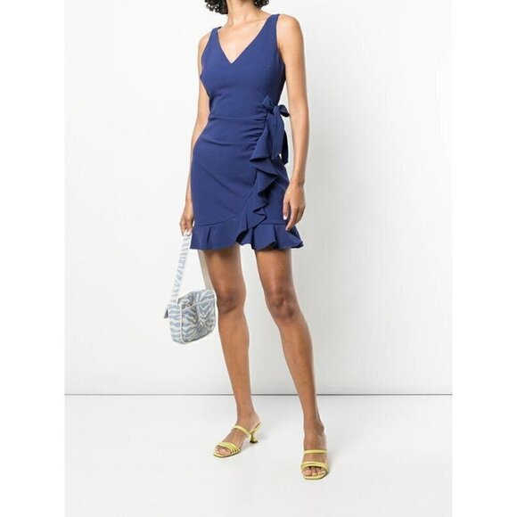NWT LIKELY Penny Ruffle Dress Blue 10 - Picture 1 of 4